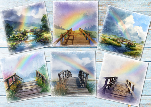 Rainbow bridge watercolour - bridge,