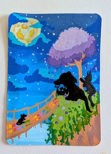 Rainbow bridge acrylic aceo - rainbow,
