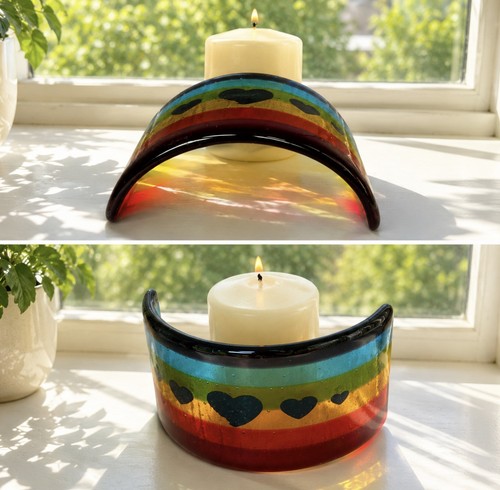 Fused glass rainbow bridge - rainbow,